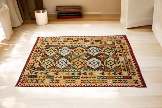 Kilim Contemporâneo Amarelo/Bege
