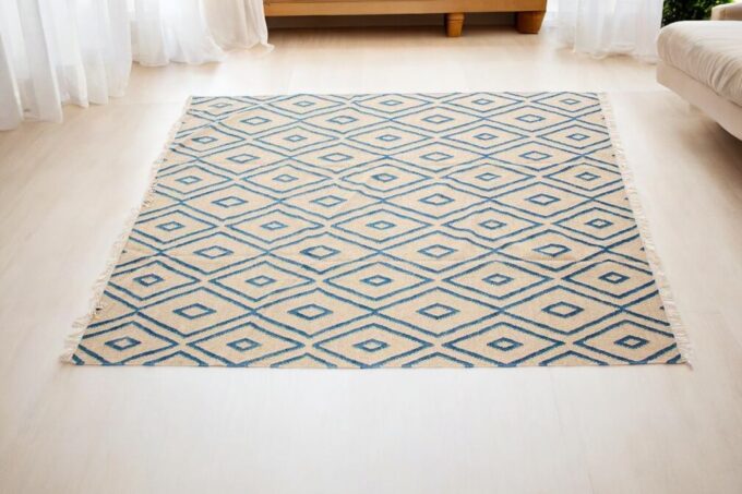 Kilim Contemporâneo Azul e Branco